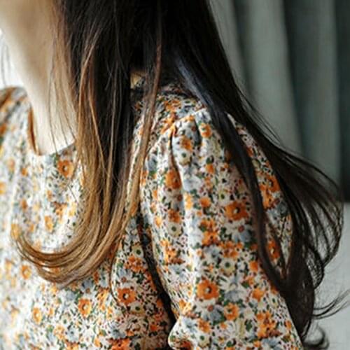 French temperament slim dress ladies casual floral round neck dress regular sleeve mid-length dress ladies 2021