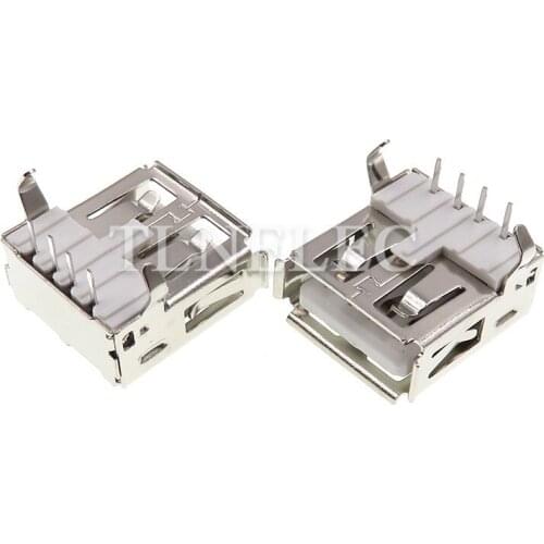 10pcs Type-A USB 2.0 Curling Edge Female Connect Port 4 Pins Mobile Power Socket Plug Adapeter Interface with Shrapnel