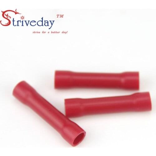 100pcs/bag high quality BV1 Red Flared Butt Insulated Connector Terminals Crimp