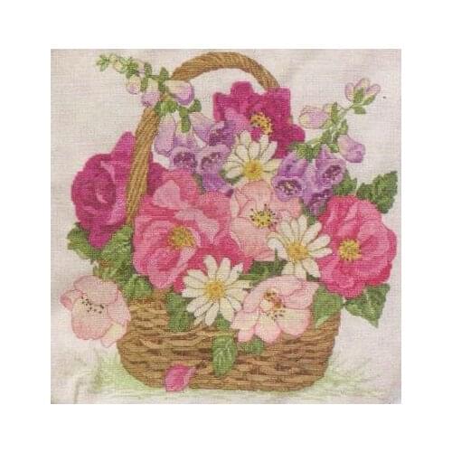 14CT Cross Stitches Kit Basketful Flowers Colorful 39*39cm FREE shipping CS-011FL-A