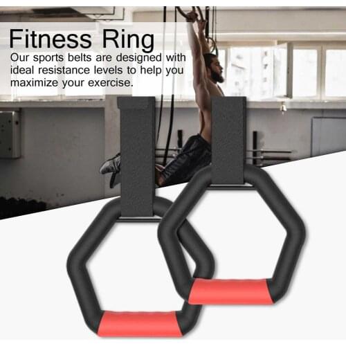 2Pcs Fitness Rings Gymnastics Rings Fitness Rally Rings With Straps Buckles Strength Exercise Pull Up For Gym Training Equipment
