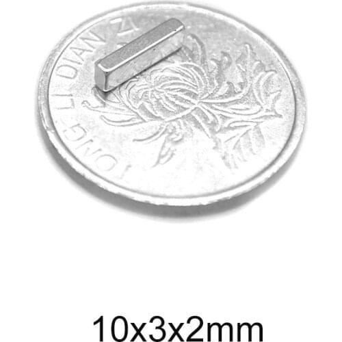 20~1000PCS 10x3x2 mm Strong Neodymium Magnets Thickness 2mm Block Permanent Magnet 10x3x2mm Powerful Magnetic Magnets 10*3*2 mm