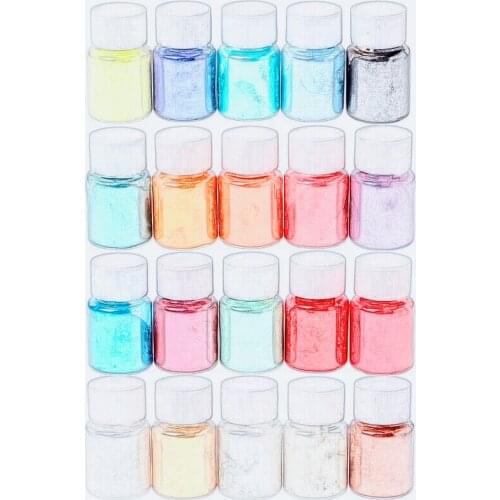 20 Pcs/set Mica Powder Epoxy Resin Dye Pearl Pigment Natural Mica Mineral Powder Arts Crafts DIY Accessories Jewelry Making