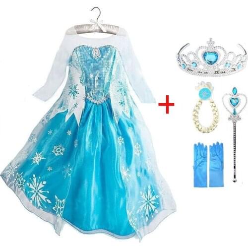 2020 Elsa Dress Girls Princess Costume Party Dresses Anna Elsa Halloween Costumes For Children fantasia Vestidos