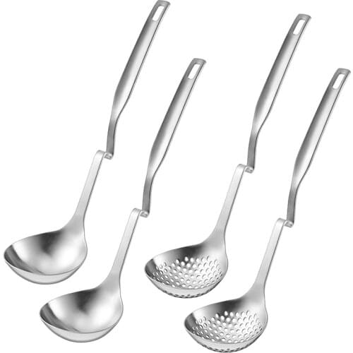 4 Pcs Stainless Steel Hot Pot Colander Soup Spoon Set,Skimmer Spoon,Slotted Strainer Scoops,Kitchen Cooking Utensil