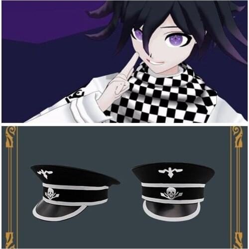 Free Shipping Anime Danganronpa V3 Ouma Kokichi Flat Cap Cosplay Military Hat Skull Costume
