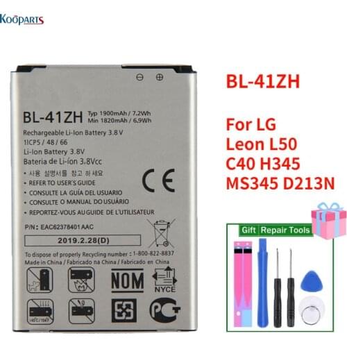 BL-41ZH Battery Replacement For LG Leon L50 C40 H345 MS345 D213N mobile phone Battery BL41ZH BL 41ZH with free tools
