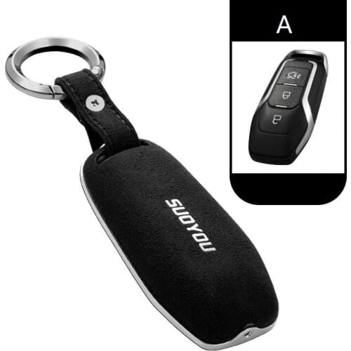 Genuine Leather Galvanized Alloy Car Key Case Cover F Ford Fiesta Focus 3 4 MK3 MK4 Mondeo Ecosport Kuga Focus ST