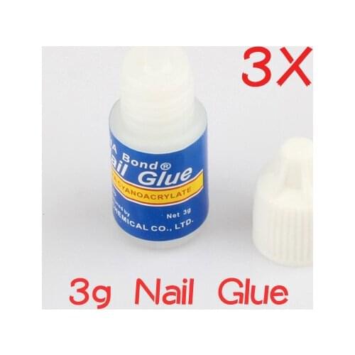 Nail Art Decoration Tips 3x 3g Fast Drying Acrylic Glue False French Manicure