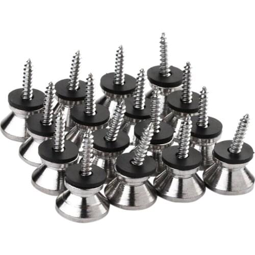 ELOS-Guitar Bass Chrome Metal End Pin Strap Buttons Locks Cushion Screws (16Pcs)