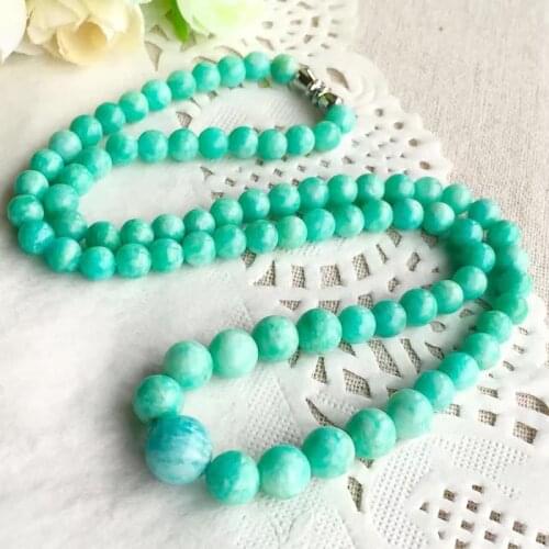 JoursNeige Natural Amazonite Tower Beads Necklace 6mm-10mm Beads Vintage Collares Women Sweater Chains Mothers Gift