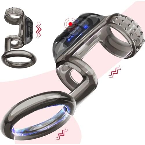 Penis Vibrator Ring Reusable Condoms Glans Cover Enlargement Cock Ring Dick Sleeve Sex Toys for Men Male Delay Ejaculation