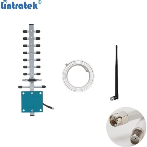 Lintratek SMA Connector Antenna Set Outdoor Yagi Antenna 10 Meters Coaxial Cable Indoor Antenna for 1800 2100Mhz Signal Booster