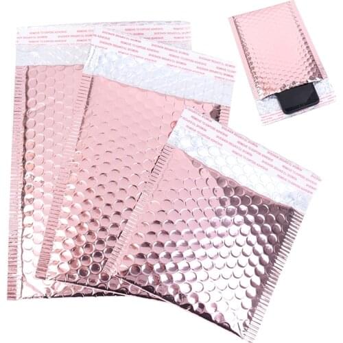 10pcs Rose Gold Bubble Envelope Rose Gold Foil Bubble Mailer for Gift Packaging