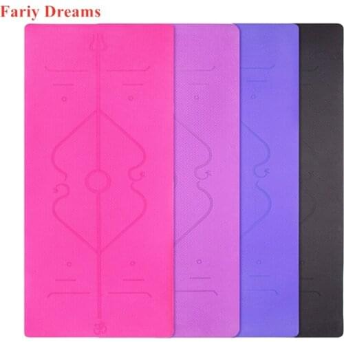 TPE Yoga Mat Fitness Mats With Position Line 183*80*0.8CM 8mm Fitness Gym Thickened Pilates Pad