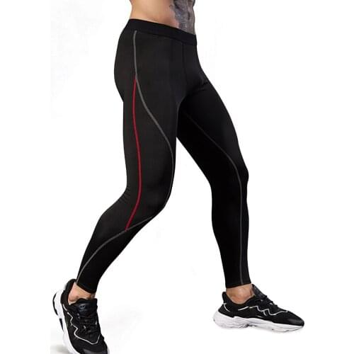 Men Running Tights Contrast Color Sport Leggings Compression Underwear Quick-drying Pants Jogging Fitness Gym Trousers MMA