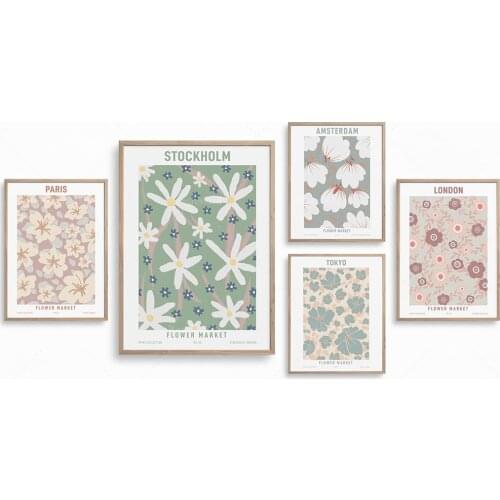 Ensemble de 5 imprimés flower market | Marché aux fleurs, Téléchargement numérique, Affiche du marché aux fleurs, Affiche imprim