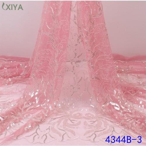 Nigerian Sequin Lace Fabric Embroidery Sequence African Lace Fabric Latest Design French Mesh Tulle Lace for Sewing APW4344B