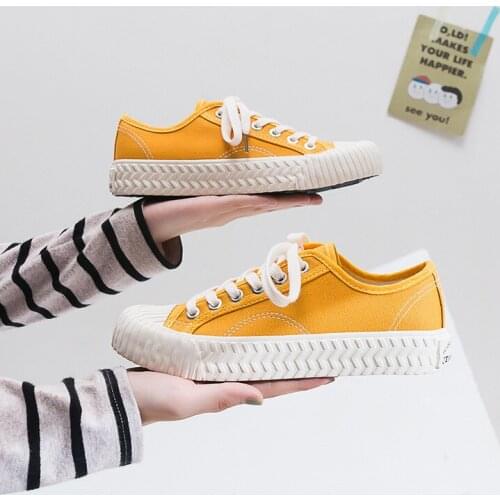 2021 Spring New Canvas Shoes Female Korean Student Style Fashion Board Shoes Biscuit Shoes Hong Kong Style Low-top Shoes