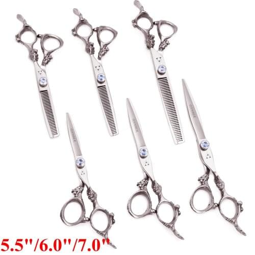 5.5 6 7 Hair Scissors Professional High Quality for Dogs Hair Cutting Salon Thinning Scissors Hairdressing Baber Shers Set 9108