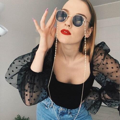 Eyeglasses Chain Imitation Pearl Beaded Trendy Hang On Neck Glasses Holder Rope for Women Sunglasses Accessory