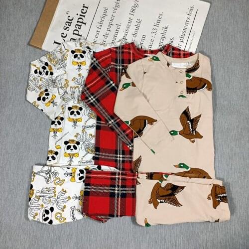 BOBOZONE PANDA DUCK PLAID Long sleeve T-SHIRT and leggings for kids boys girls autumn winter