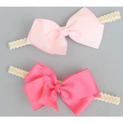 Boutique 10pcs Fashion Cute Ribbon Bow Headbands Solid Kawaii Bowknot Glitter Soft Hairbands Princess Headwear Accessories