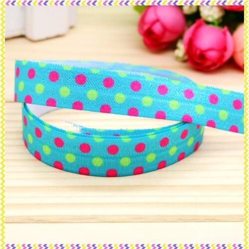 5/8'' Free shipping Fold Elastic FOE polka dots printed headband headwear diy decoration wholesale OEM P4672