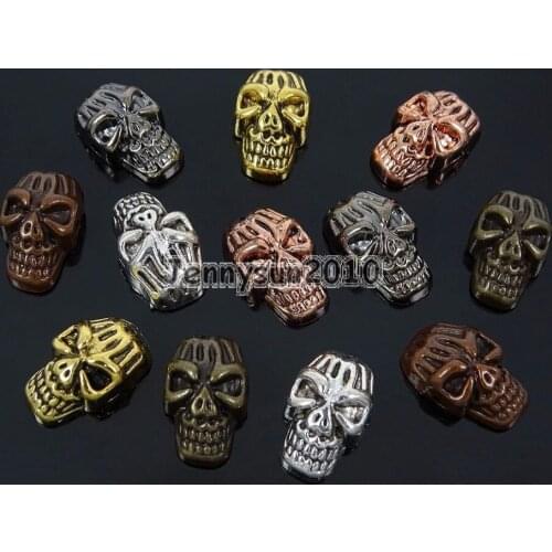Solid Metal Ghost Skull Bracelet Connector Charm Beads Silver Gold Rose Gold Gunmetal Copper Bronze 100Pcs/Pack