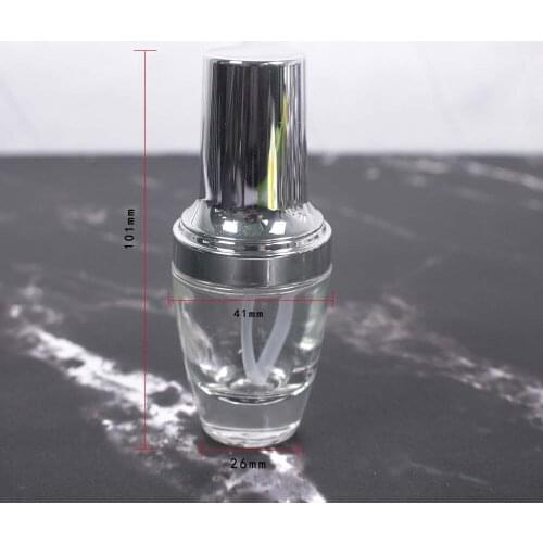 20ml transprently glass lotion bottle with silver lid, Empty Cosmetic ContainerSkincare Bottles