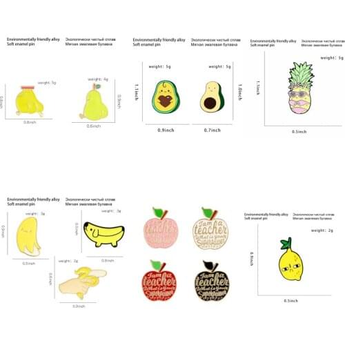 Cartoon creative banana avocado peach pineapple lemon metal brooch cute fruit shape pin accessories shirt collar bag decoration