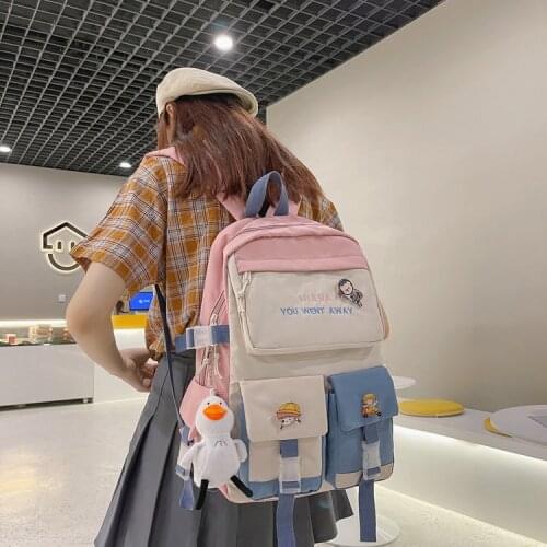 2021 NEW Preppy Backpack Female Waterproof Candy Colors Backpacks Fancy High School Bags for Teenage Girl Cute Travel Rucksack