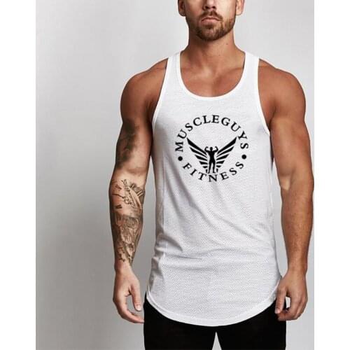 Mesh Fitness Mens Tank Top Brand Fashion Casual Singlets Sleeveless Gym Sports Bodybuilding Workout Vest Stringer Undershirt