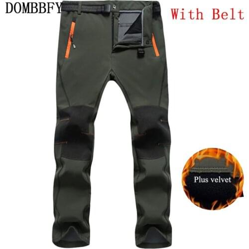Mens Warm Winter Fleece Pants For Women Stretch Waterproof Pants Men Softshell Thermal Trousers Male Black Casual Work Pants 4XL
