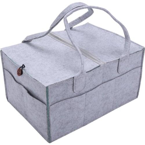 Foldable Felt Baby Diaper Caddy Organiser Removable Lid Storage Bag Kid Toys Portable Bag Box for Car Travel Changing Table Orga