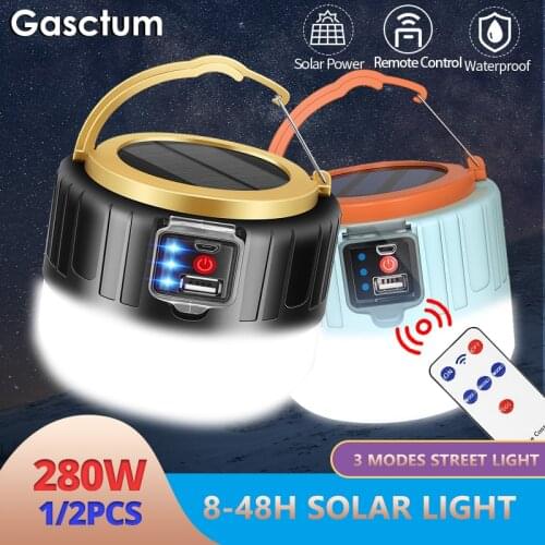 280W Solar LED Camping Light USB Rechargeable Bulb For Outdoor Tent Lamp Portable Lanterns Emergency Lights For BBQ Drop Ship