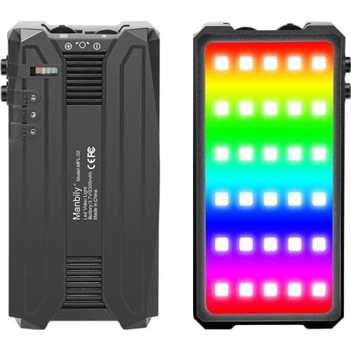 MFL-02 Camera LED Video Fill Light Rechargeable Battery RGB 3000K-6500K Continuous Photo Lighting Panel for Youtube Vlog Lamp