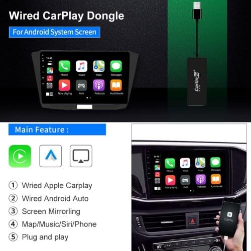 For Android/iOS Phone/Car Stereos CarPlay Auto Dongle Wired Activator USB Adapter HD Display Support Siri Voice Control