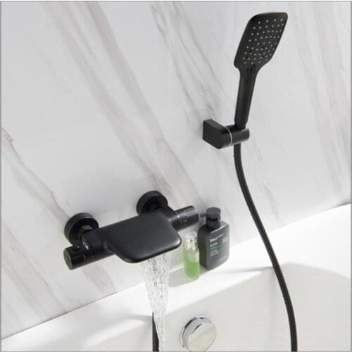 Vidric Wall Mounted Bathroom Black Oil Brushed thermostatic Bath & Shower Faucet hand held Shower Faucet Sets Bathtub Faucet Set