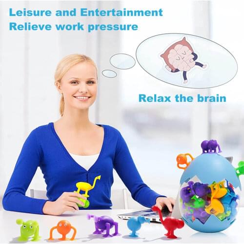Suction Toy With Eggshell Storage Sensory Fidget Decompression Toys Multifunctional & Portable Cute Soft Silicone Little Sucker