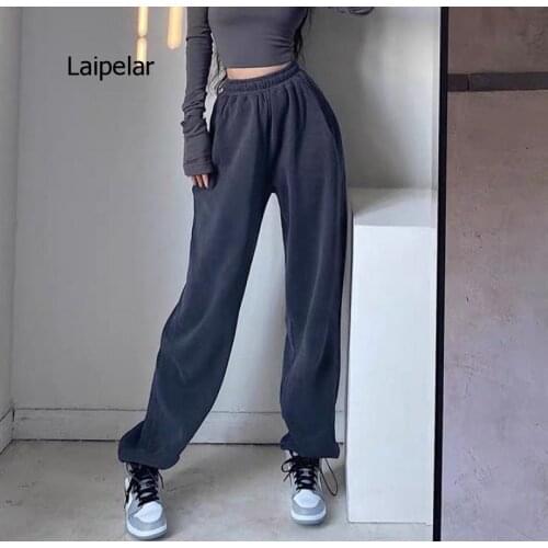 2021 Spring Summer New High Waist Drawstring Loose Sports Gym Casual Pants for Women
