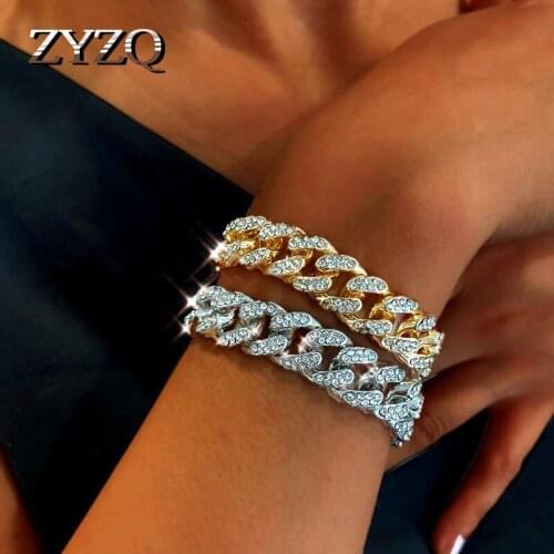 ZYZQ Hip-Hop Street Bungee Jewelry Luxury Thick Chain Neutral Wind Bracelet Wide Version Cubic Zirconia Couple Bracelet