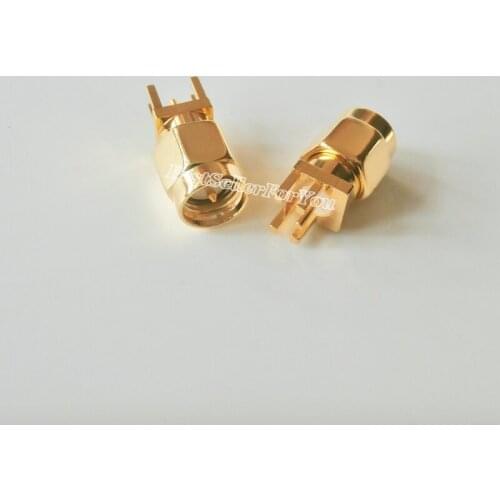 10Pcs Connector SMA Male Plug Solder Edge 1.6mm PCB Clip Mount Straight 5.08mmBrass