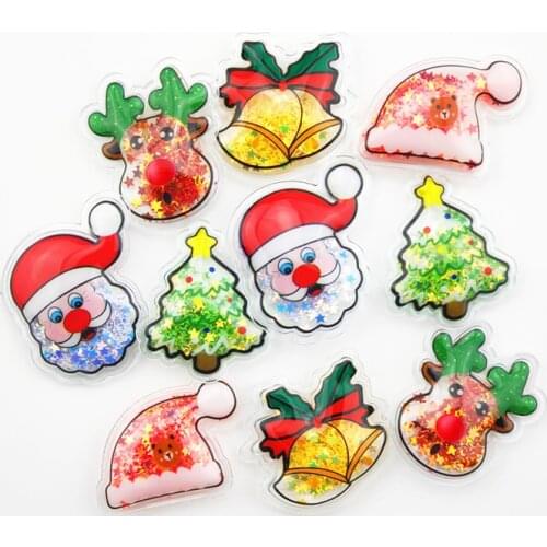 30Pcs/Lot PVC Christmas Series Filling Shake Sequins Appliques for Children Hair Clip Accessories Or Bag Shoe Accessoires