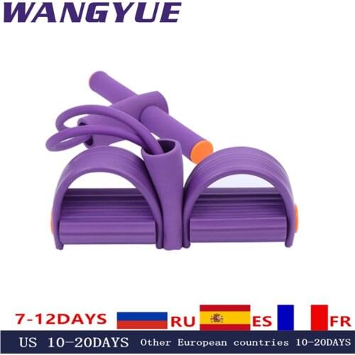 4 tubes Resistance Bands Elastic Sit Up Pull Ropes Home Sport Training Elastic Bands For Fitness Equipmen Exerciser Rower Belly