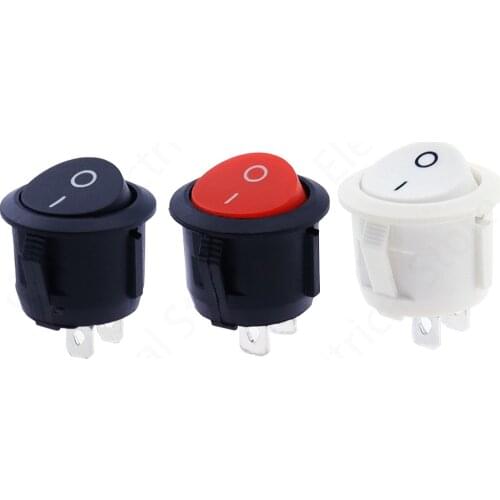 5pcs/10pcs 16mm Diameter Small Round Boat Rocker Switches Black Mini Round Black White Red 2 Pin ON-OFF Rocker Switch
