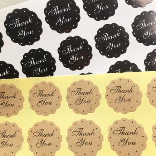 500pcs thank You black white Seal Self-adhesive Kraft Paper Labels Seal Bag/Bottle/Platics/Food Packing decor Stickers