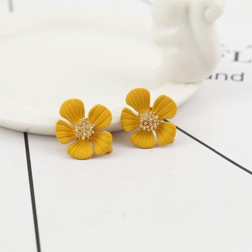 6 PCs DoreenBeads Summer Spring Women Flower Stud Earrings Zinc Based Alloy Ear Post Stud Earrings DIY Findings Colorful Earring
