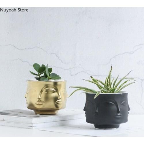 Abstract Multifaceted Human Face Ceramic Vase Dried Flower Flower Arrangement Accessories Countertop Small Vase/Home Decoration