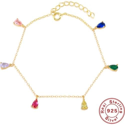 Aide 100% Real 925 Sterling Silver 18k Gold Plated Bracelet for Women Luxury Colorful Zircon Bracelets Silver 925 Stamp Jewelry